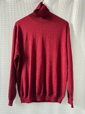 Linea Uomo red burgundy wool blend pullover turtleneck sweater men's large